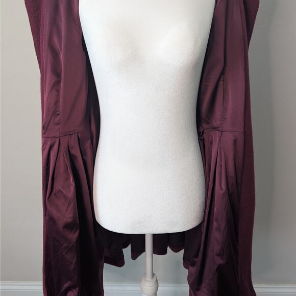 Darling London Burgundy Floral Lace Overlay Collared 3 Button Pea Coat Small - Picture 5 of 9